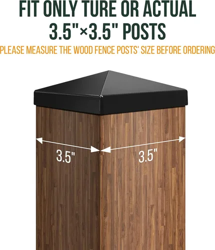 Miniatura 3 de GKOLED Paquete de 6 tapas de vinilo de PVC negro pirámide de 3.5 x 3.5 pulgadas, para postes con tamaño real de 3.5 x 3.5 pulgadas, adecuadas