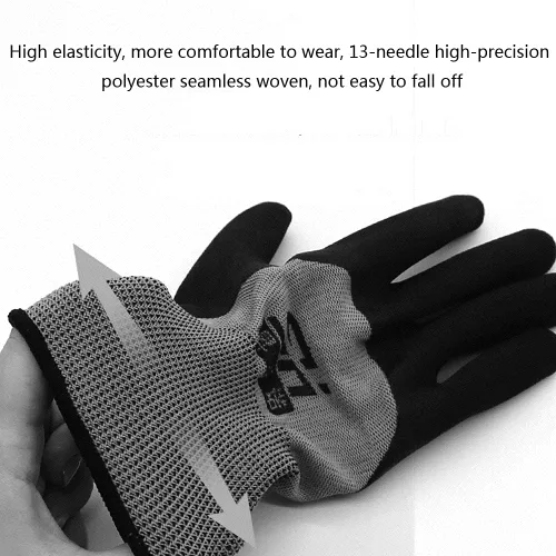 Miniatura 5 de 12 pares de guantes de trabajo de seguridad, guantes de jardinería, revestimiento de nitrilo antideslizante, guantes de inmersión