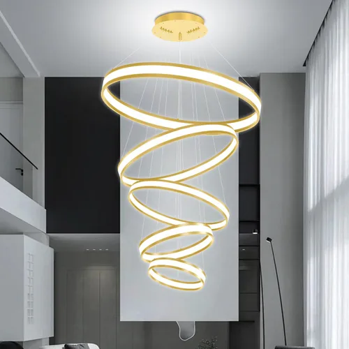 Miniatura 3 de Moderno candelabro de anillo acrílico regulable con LED, lámpara de anillo ajustable para comedor, sala de estar, dormitorio, cocina