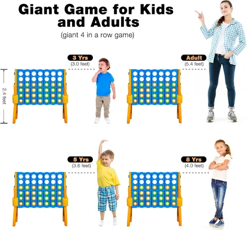 Miniatura 4 de Ayeboovi - Juego gigante de 4 en fila, juego de patio Jumbo de 4 a puntuación para niños y adultos, juego de conexión familiar para fiestas
