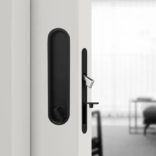 Miniatura 13 de Juego de herrajes para cerradura de puerta de bolsillo, manija de privacidad con tirador oculto y pestillo empotrado, apto para puertas de madera