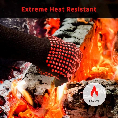 Miniatura 5 de 1 par de guantes de horno resistentes al calor para cocinar para barbacoa, parrilla, hornear, color rojo