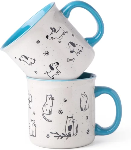 AmorArc Juego de 2 tazas de café de cerámica grandes de 22 onzas, tazas de gran tamaño con mango grande para hombres, mujeres, papá, mamá, taza Azul