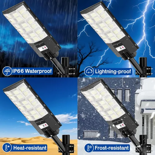 Miniatura 4 de Farolas solares impermeables para exteriores, 6500K 8500W gran angular, luz de inundación LED IP66 del atardecer al amanecer solar con sensor