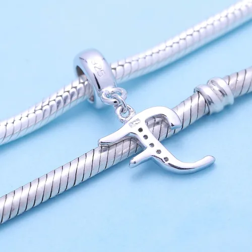 Miniatura 3 de SoulBeads - Colgantes de plata fina 0,925 de letra inicial, alfabeto A-Z. Dije con cristales compatibles con brazaletes europeos