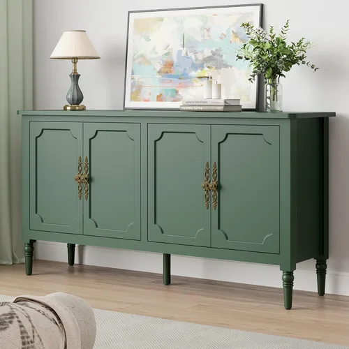 Miniatura 18 de FansaFurn Aparador con 4 Puertas, Mesa Consola de Mediados de Siglo con Estantes Ajustables, Gabinete Decorativo para Entrada, Sala de Estar, Gris