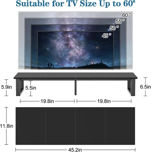 Miniatura 2 de aboxoo Elevador de TV de 45 pulgadas para TV de 32 a 60 pulgadas, estante elevador de TV, elevador de soporte de TV de mesa, mesa de monitor de Negro