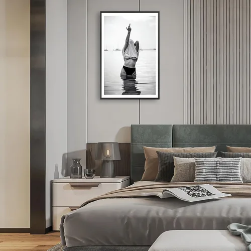 Miniatura 3 de Acqooeakt Arte de pared vintage de moda en blanco y negro Arte feminista de mujeres sexys en el lago Arte de dedo medio feminista Impreso en lienzo