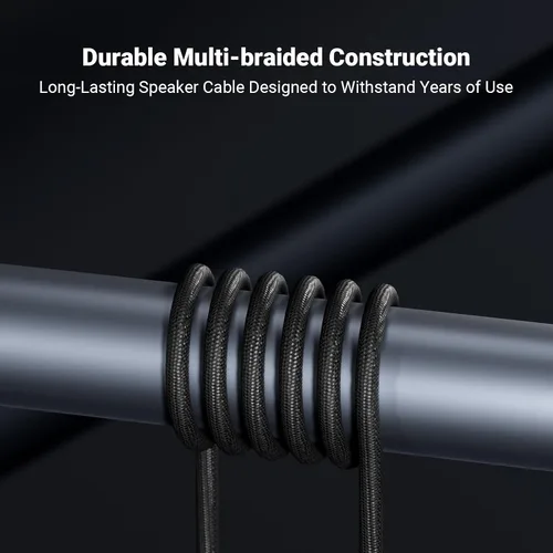 Miniatura 6 de Fosi Audio Cable de altavoz trenzado de 14 AWG de 0.9 pies, paquete de 1 par de cables con 4 enchufes tipo banana chapados en oro, cables negros