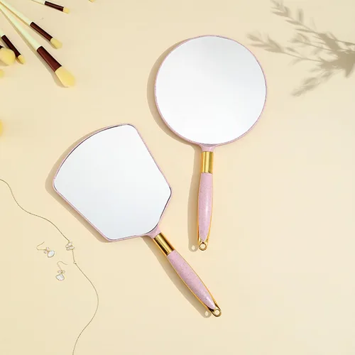 Miniatura 2 de Eaoundm Espejo de mano redondo para maquillaje (6.9 pulgadas de ancho x 13 pulgadas de largo, rosa)