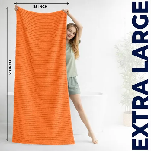 Miniatura 2 de DAN RIVER Paquete de 2 toallas de baño 35x70 pulgadas, toallas de baño de rayas suaves y esponjosas para adultos, toallas de ducha de secado rápido