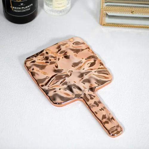 Miniatura 4 de YCHMIR Espejo de mano galvanizado oro rosa, cuadrado 11x6.7inch
