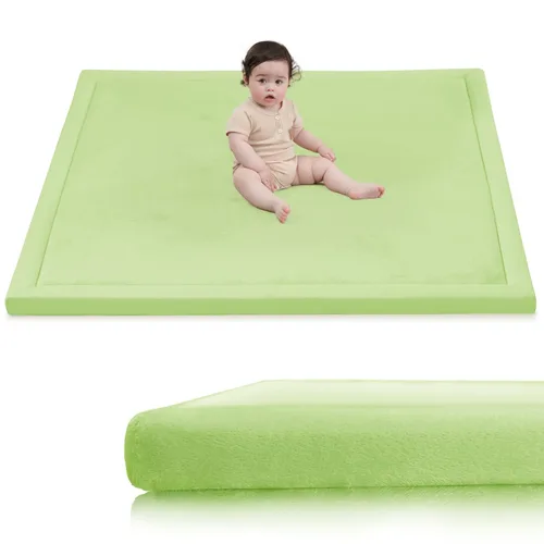 Miniatura 37 de Huloo Sleep Alfombra de Juego para Bebés para Piso, Espesor de 1.3" de Espuma Elástica, Alfombra de 1.27m×1.27m para Tiempo de Barriga, Terciopelo