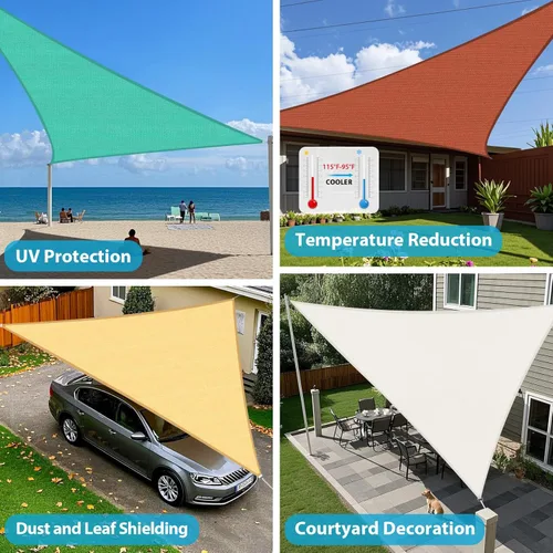 Miniatura 2 de Amagenix Toldo tipo vela de 8 x 8 x 8 pies, borde curvado, para exteriores, turquesa, transpirable, 95% bloqueo de rayos UV, para patio, jardín