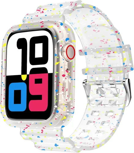 Miniatura 79 de DABAOZA - Correa compatible con Apple Watch de 49 mm, 46 mm, 45 mm, 44 mm, 42 mm, 41 mm, 40 mm, 38 mm, con protector, correa de TPU brillante