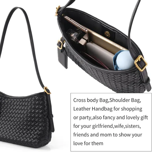 Miniatura 6 de Woven Handbag for Women, Woven Crossbody Bags for Women, Designer Ladies Hobo Bag Bucket Purse Faux Leather