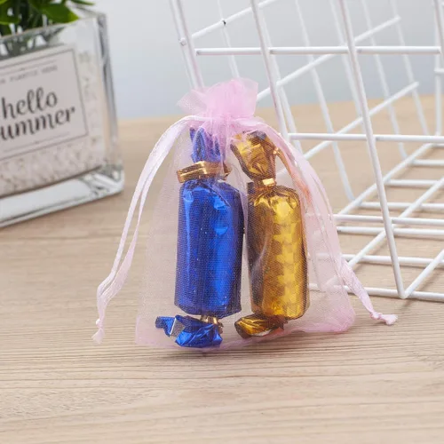 Miniatura 5 de 100 bolsas de organza rosa, bolsas de regalo con cordón transparente de 2 x 3 pulgadas para joyas, aretes, bodas, fiestas, recuerdos de Navidad