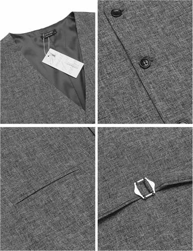 Miniatura 5 de COOFANDY Chalecos casuales de negocios para hombre chaleco ligero y ajustado