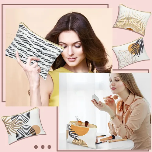 Miniatura 7 de Pinkunn 6 bolsas de maquillaje bohemias, regalos a granel para mujeres, bolsas de cosméticos con cremallera bohemia, bolsa de maquillaje estética