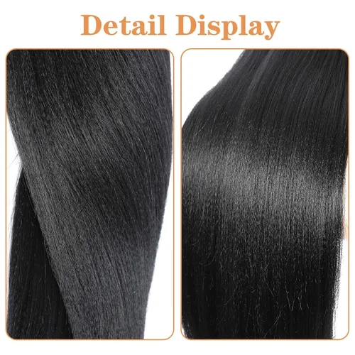 Miniatura 4 de Extensión de cabello trenzado negro, 28 pulgadas, cabello trenzado preestirado para trenzas de cabello, 2 paquetes de cabello sintético con textura