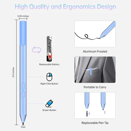 Miniatura 6 de Lápiz táctil para HP Omnibook, lápiz para laptops táctiles HP Envy x360 Pavilion x360 Specter x360 con vida de batería de 2500 horas, rechazo