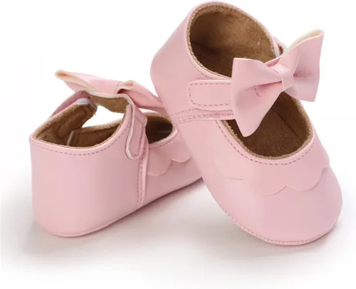 Miniatura 6 de myppgg Zapatos planos Mary Jane para bebé niña, con lazo brillante, vestido de princesa, zapatos de cuna antideslizantes para niños pequeños que