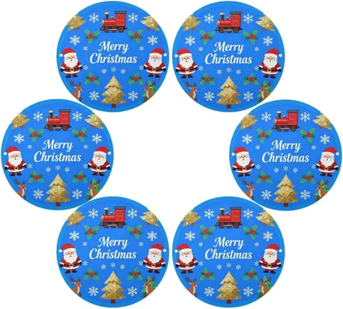 Miniatura 3 de Merry Christmas Dark Blue Round placemats for Dinner Table placemats Plates 15x15 in individuales para comedor