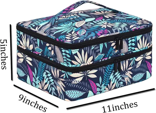 Miniatura 3 de Organizador de esmalte de uñas de doble capa, capacidad para 42 botellas, almacenamiento de esmalte de uñas con asa, estuche organizador de bolsa