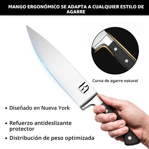 Miniatura 4 de KnifeSaga Juego de cuchillos, juego de 15 piezas de bloque de cuchillos de cocina, juego de cuchillos de chef japoneses de alta carbono de acero