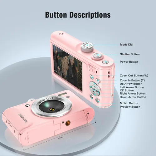 Miniatura 7 de Fansbe Smart Cámara digital, cámara de vlogging 4K con 64 MP, cámaras digitales apuntar y disparar con zoom de 18X, antivibración, dial de modo