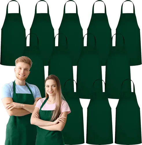 Miniatura 11 de GREEN LIFESTYLE Paquete de 2 delantales de chef con bolsillos, delantales de parrilla para hombres, delantal de cocina impermeable para barbacoa