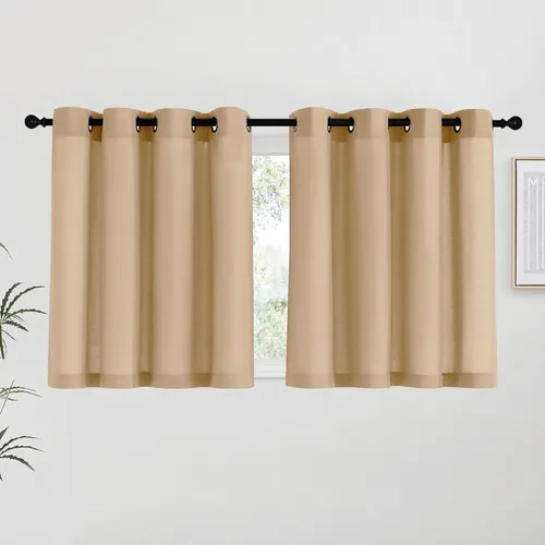 Miniatura 172 de NICETOWN Cortinas de lino natural con textura de lino para dormitorio, mezcla de lino rústica con ojales en la parte superior, semitransparentes