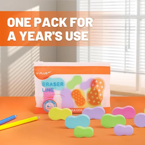 Miniatura 6 de Yplus Eraser Line - Borradores de lápiz de hipopolímero para escuela y oficina, lindo borrador de goma blanca para niños, artista sin residuos, 6