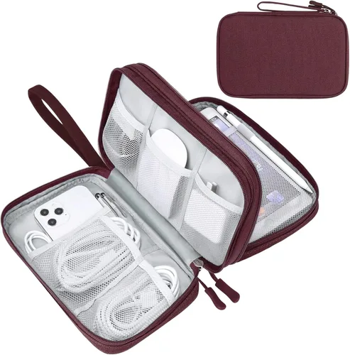 Miniatura 68 de FYY Organizador electrónico, organizador de cables de viaje, bolsa de transporte para accesorios electrónicos, portátil, impermeable, doble capa