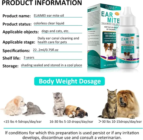Miniatura 8 de Tratamiento de Ácaros de Oído para Perros, Tratamiento de Infección de Oído para Perros, Tratamiento de Ácaros del Oído para Infección por Levadura