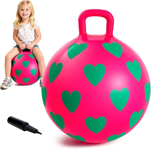 Miniatura 11 de Bola de tolva, bola hinchable de 15 pulgadas con asa, corazón rosa, juguetes para niñas, divertido juego activo en interiores, juguetes inflables
