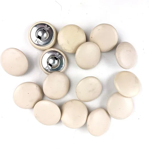 Miniatura 34 de Heyiwell 30 botones redondos cubiertos de cuero con vástago de metal, para vestidos de novia, camisas, vestidos, manualidades de costura (beige, mm)