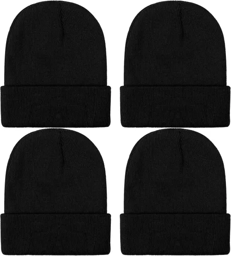 TODDOR Paquete de 4 gorros de invierno para niños gorros de punto acrílicos para clima frío cálido para niños o niñas