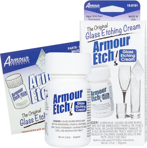 Crema Armour Etch para grabado en vidrio - Crea diseños impresionantes en superficies de vidrio - Crema para grabar vidrio de Armour Products - 2.8