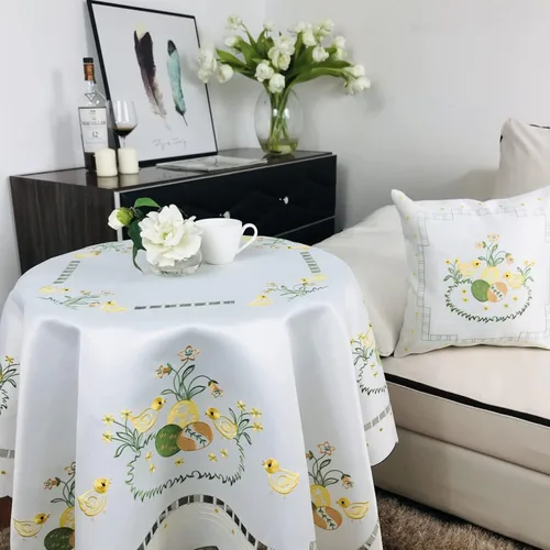 Miniatura 23 de Mantel bordado para decoración de encaje a prueba de polvo, sin arrugas, lavable, floral, rectangular, para cocina, comedor, vacaciones, cumpleaños