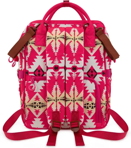 Miniatura 4 de Mochila para pañales Montana West Wrangler Callie con correas para cochecito, patrón occidental, multifunción, bolsa de viaje para bebé Tt-rosa
