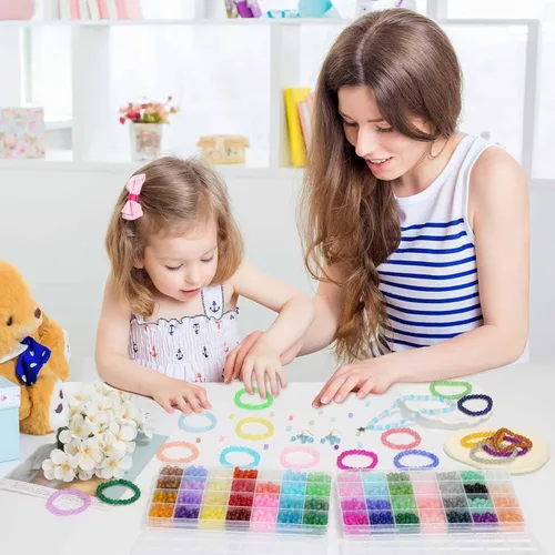 Miniatura 5 de PAXCOO 3200 cuentas de vidrio de 0.236 pulgadas para hacer joyas, cuentas de vidrio de 56 colores para hacer pulseras, kit de pulseras de cuentas