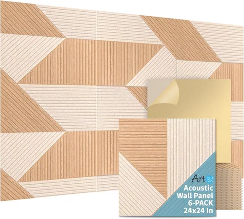 Art3d Paquete de 6 paneles de pared acústicos autoadhesivos para decoración del hogar, paneles insonorizantes de 24 x 24 pulgadas para oficina,