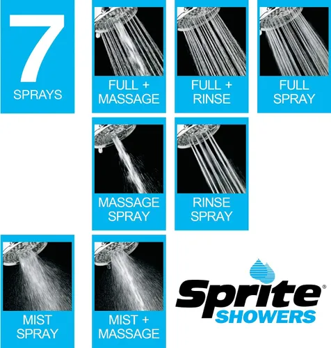 Miniatura 7 de Sprite Showers HKE-CM Biarritz - Manija de ducha filtrada de mano con 7 ajustes, cromada
