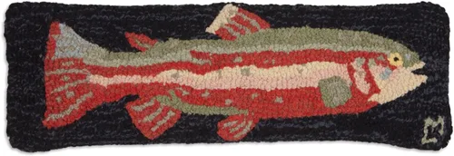 Chandler 4 Corners Almohada decorativa de lana con diseño de trucha Steelhead Trucha con gancho a mano (8 x 24 pulgadas), almohada de lago y cabaña