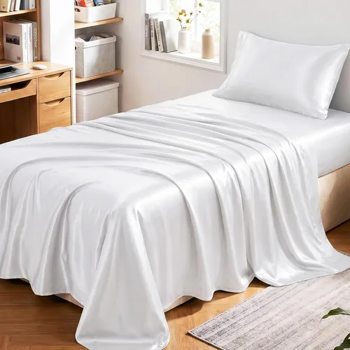 Miniatura 44 de CozyLux Sábanas de satén tamaño King – Juego de sábanas de 4 piezas color rosa con microfibra sedosa, 1 sábana bajera de bolsillo profundo, 1 sábana