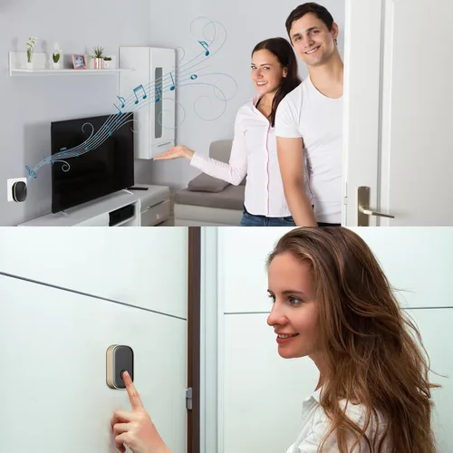 Miniatura 5 de Timbre inalámbrico, timbre inalámbrico para el hogar, fácil de instalar, 5 ajustes de volumen, 58 campanillas, rango de uso de 1000 pies, adecuado