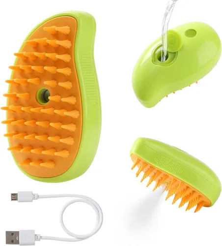 Cepillo de vapor para gatos, 3 en 1, peine de eliminación de pelo de mascotas con vaporizador, peine Spritz para perros, espray de pulverización