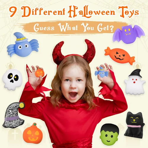 Miniatura 4 de Paquete de 9 bombas de baño de Halloween para niños, bombas de baño de burbujas de Halloween con juguete sorpresa en el interior, bolsas de regalo