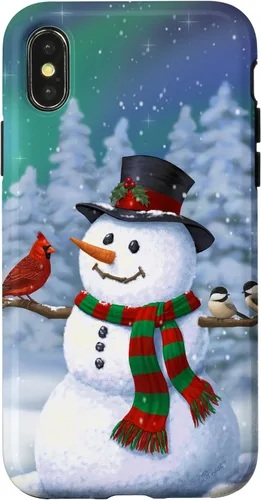 Miniatura 5 de Funda para iPhone 17 con diseño de muñeco de nieve y pájaros en invierno